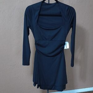 NWT Kaximil Square Neck Long Sleeve Black Mini Dress Size S